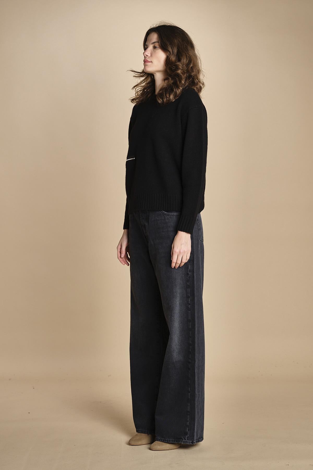 maglia girocollo con zip CESNIK NERO ba&sh 