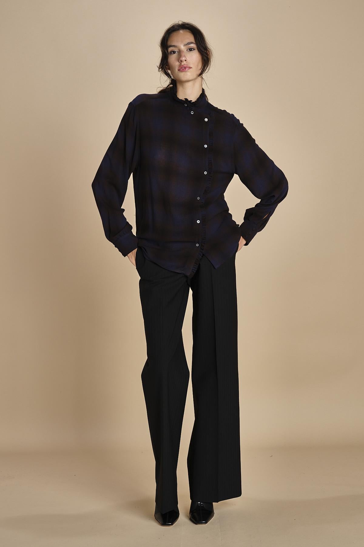 camicia a quadri con rouches G0743081 Q291 n21 