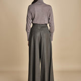 pantalone in flanella con cuciture T1406L VERDE dusan 