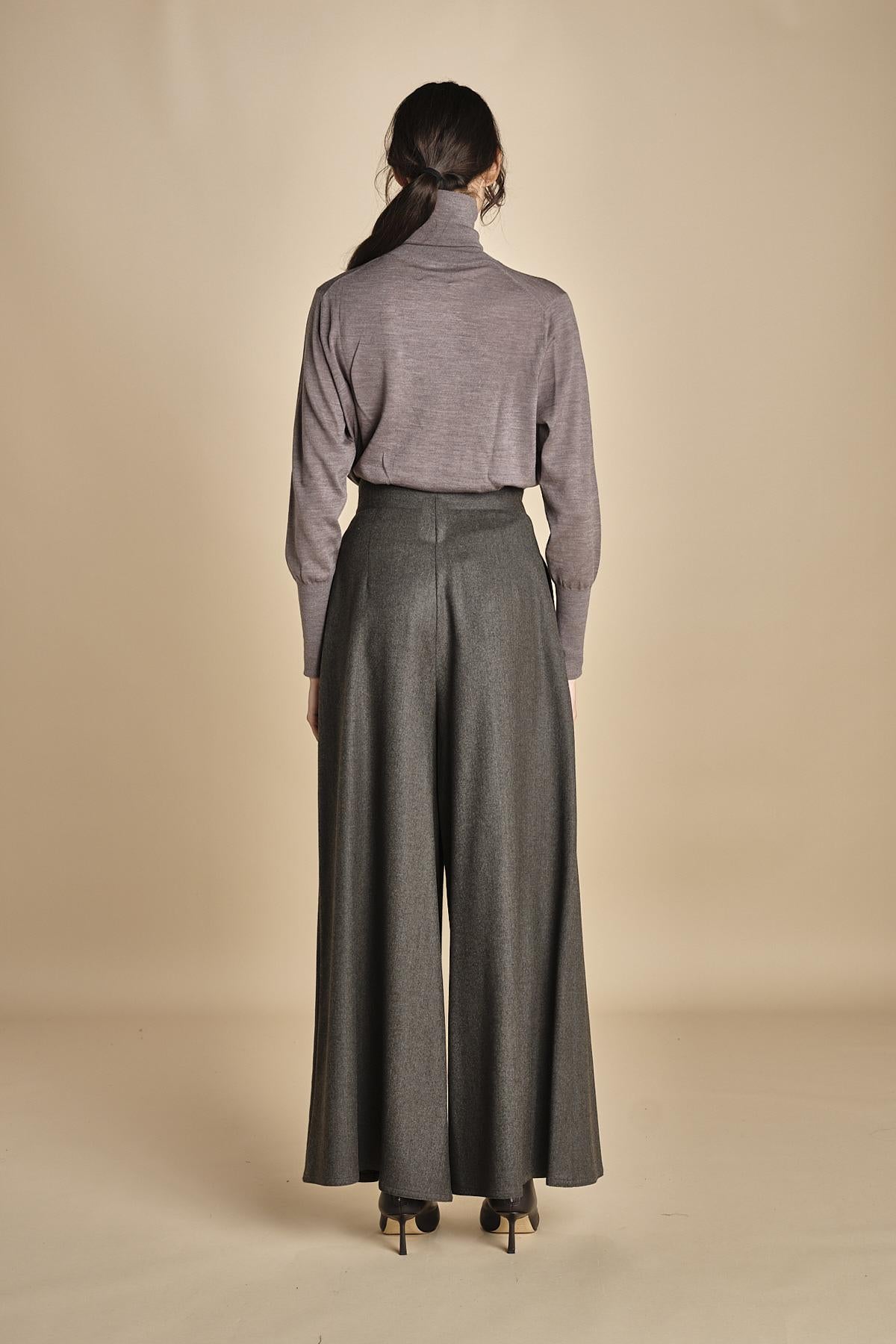 pantalone in flanella con cuciture T1406L VERDE dusan 