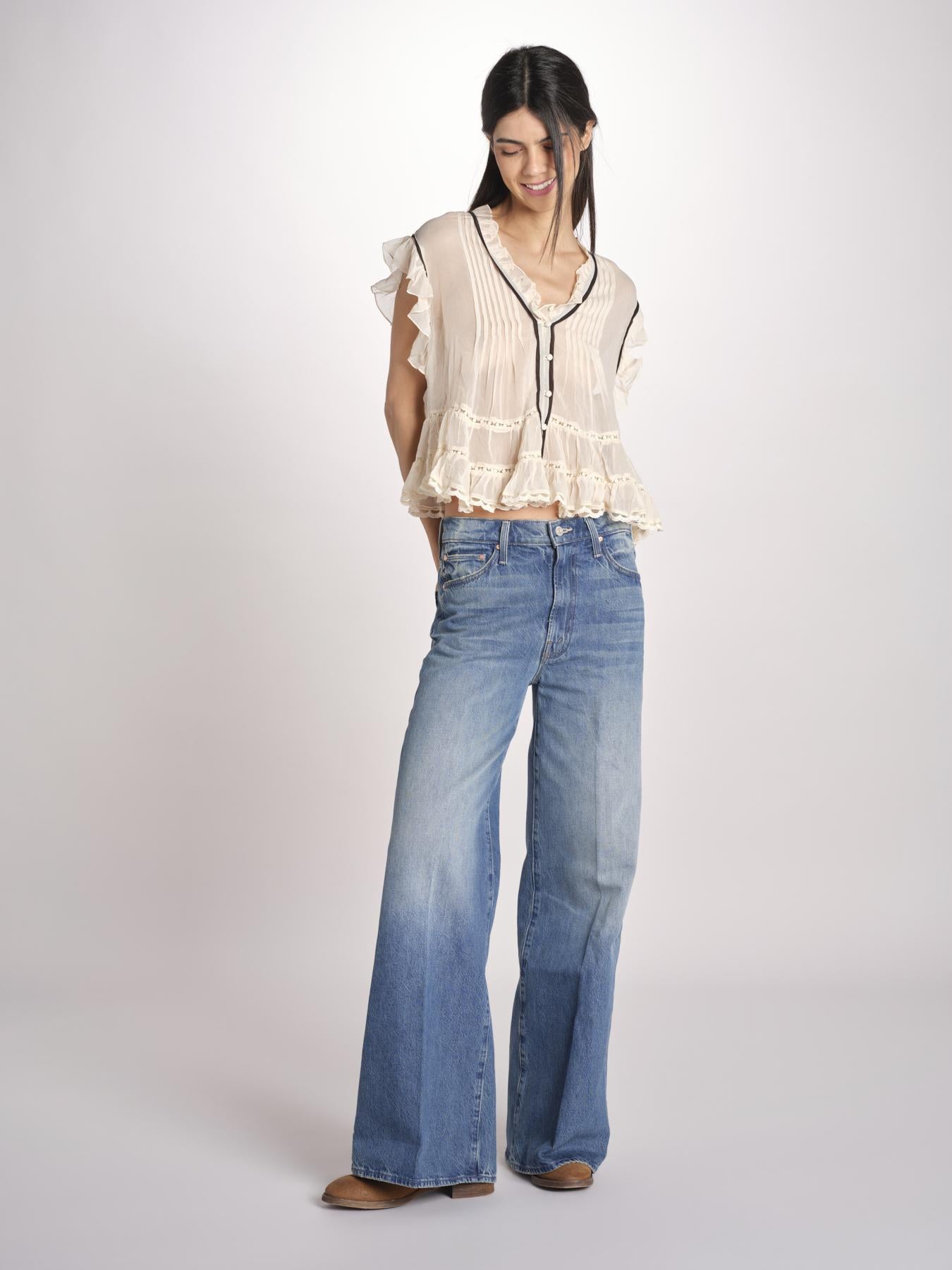 Camicia voille con rouches BOLLY ECRU mes demoiselles 