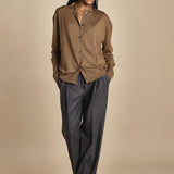 camicia over in lana merino MIL LAU20 E18106 TABACCO milaura 