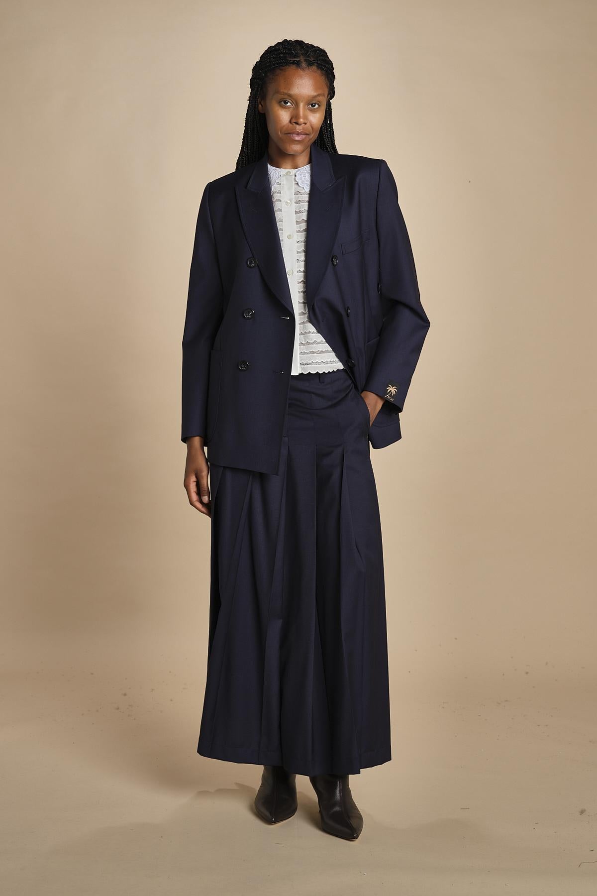 gonna lunga a pieghe C12230166479 BLU n21 