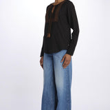 Camicia ricamo centrale BE24329 BLACKDARKBROWN milaura 