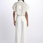 BONDI PALM camicia crop cpn palme in paillettes by milaura. BE24673 NATURAL benaras soleil 
