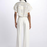 BONDI PALM camicia crop cpn palme in paillettes by milaura. BE24673 NATURAL benaras soleil 