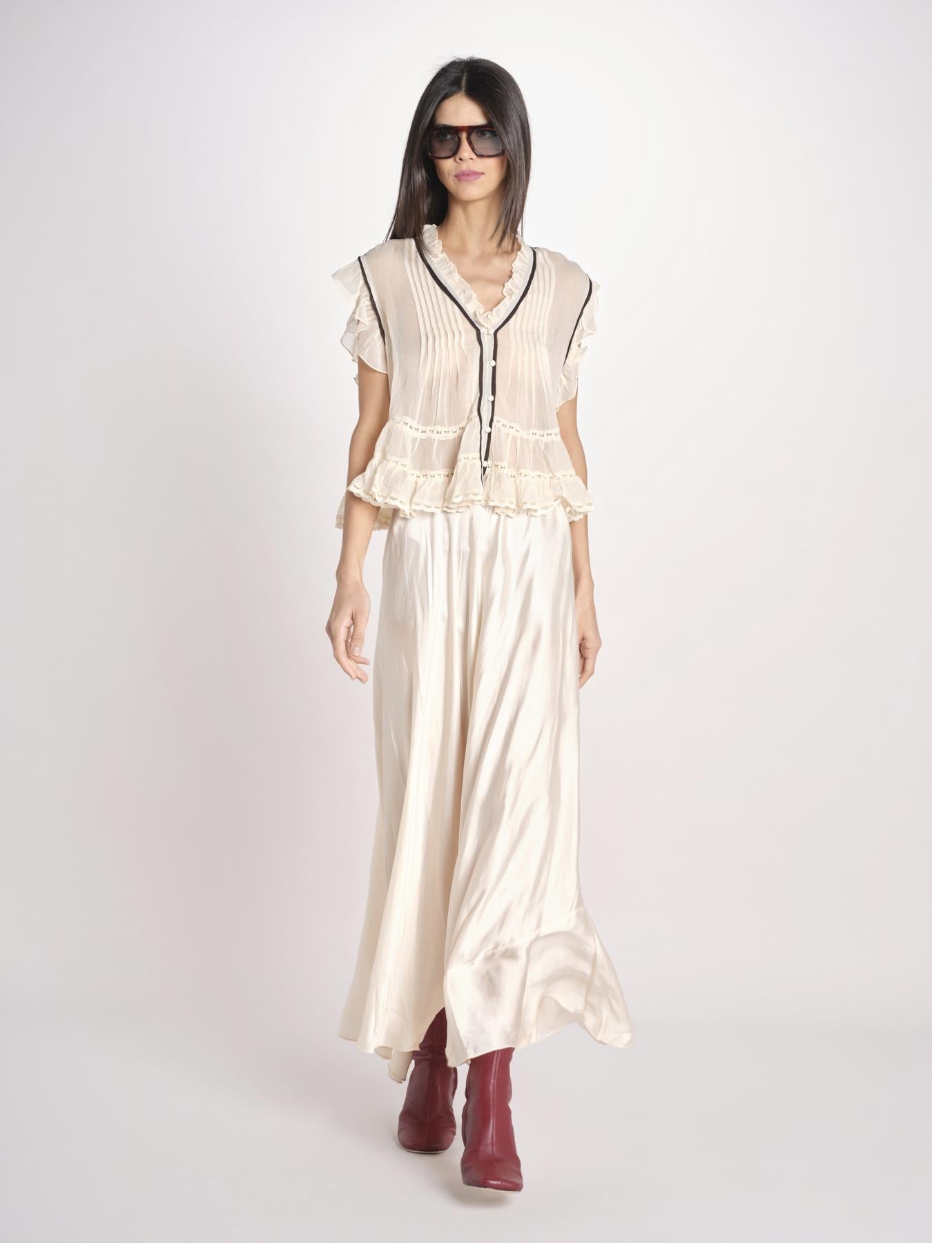 gonna lunga in raso CALISTA_S ECRU mes demoiselles 
