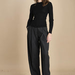 girocollo a costine manica luna in lana merino LAU30 E14035 NERO milaura 