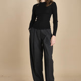 girocollo a costine manica luna in lana merino LAU30 E14035 NERO milaura 