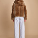 022 montone zip con cappuccio 24022-300 MASTICE milaura 