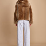 022 montone zip con cappuccio 24022-300 MASTICE milaura 