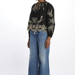 Camicia  KINGSLEY ricamo fiore 091 BLACK sea ny 