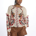 Camicia CASHEW MANDALA  stampa fiori 328625 CREAM farm rio 