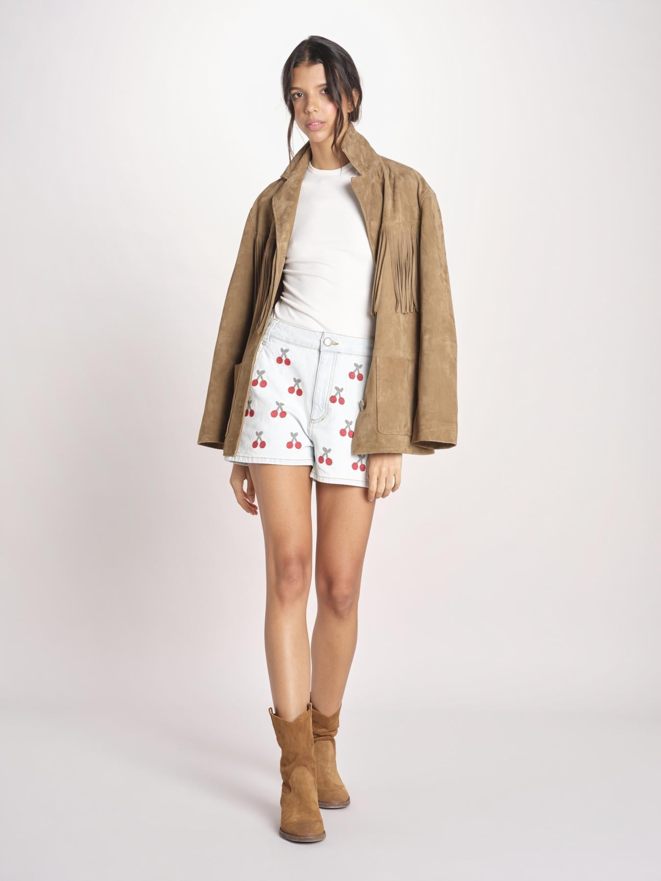 short in denim EMBROIDERED CHERRY 349041 DENIM farm rio 