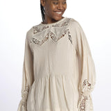 Camicia COSIMA nervature pizzo COSIMA TOP BEIGE lug von siga 