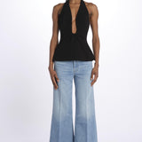 Top ALUSIA scollato double OND24TO031 BLACK misha 