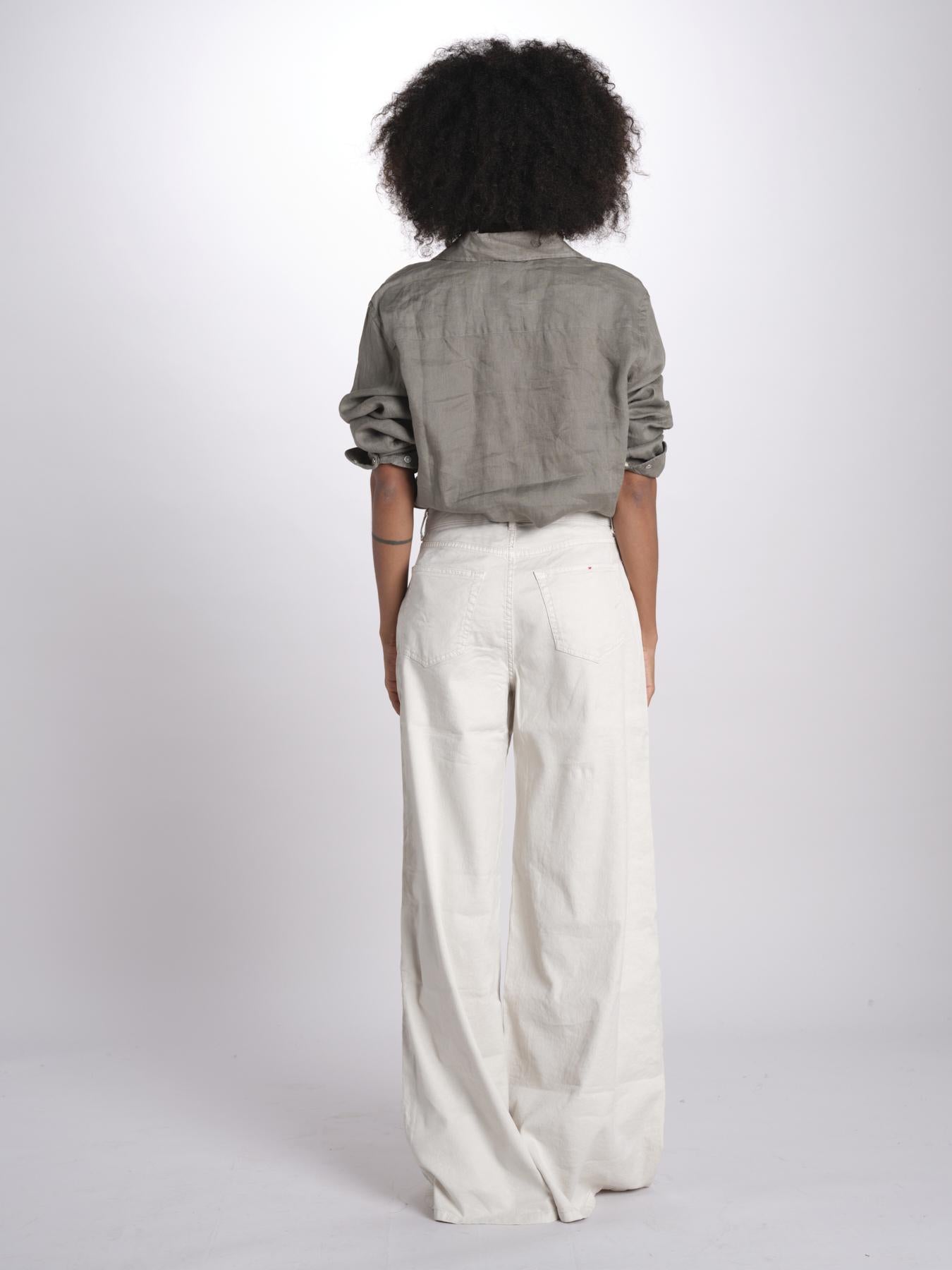 pantalone 4 tasche in misto lino SERENA XML01 182 AVORIO ps don't forget me 
