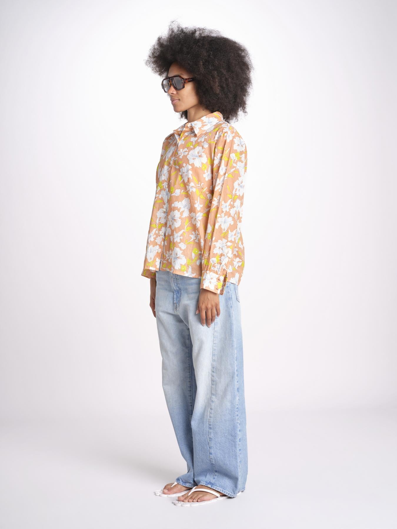camicia stampa fiori VT6247 PEACH zen ethic 