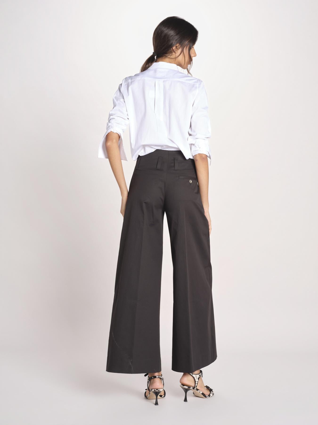 pantalone largo con nervature ORIANA 540 54 3 NERO quelledue 
