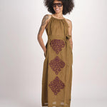 abito lungo BE25245 KHAKI WHINE benaras soleil 