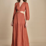 abito lungo manica lunga con borchiette MARRY BRIQUE ba&sh 