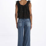 MARJA embroidert flutter tank E118 BLACK sea ny 