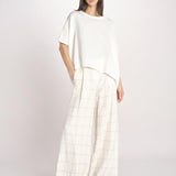 pantalone a quadri U3211R IVORY dusan 