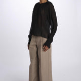 Camicia manica sbuffo ricamo cetrale BE24544 BLACK milaura 