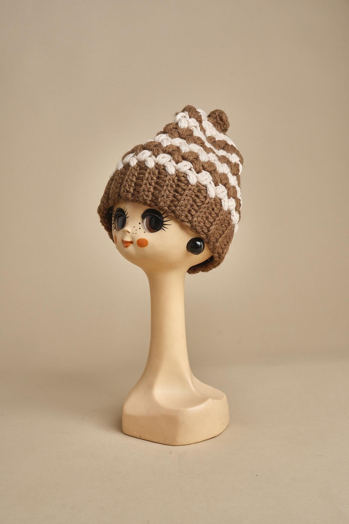 cappello lana a righe con pon pon H520 V7 exQUISITEJ 