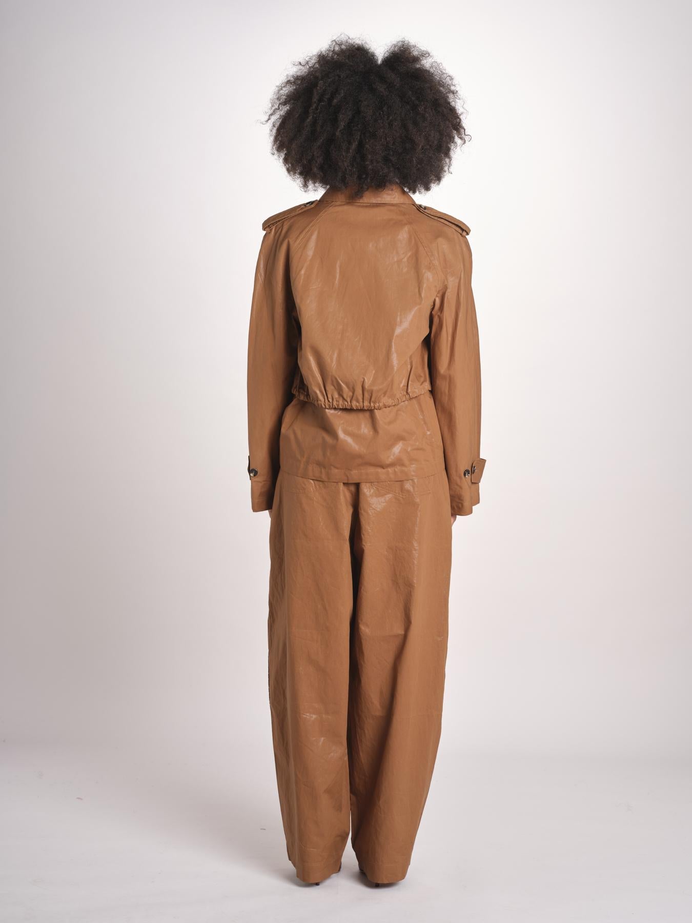 giubbotto in lino cerato TATI WAXTOUCH BROWN true avenue 