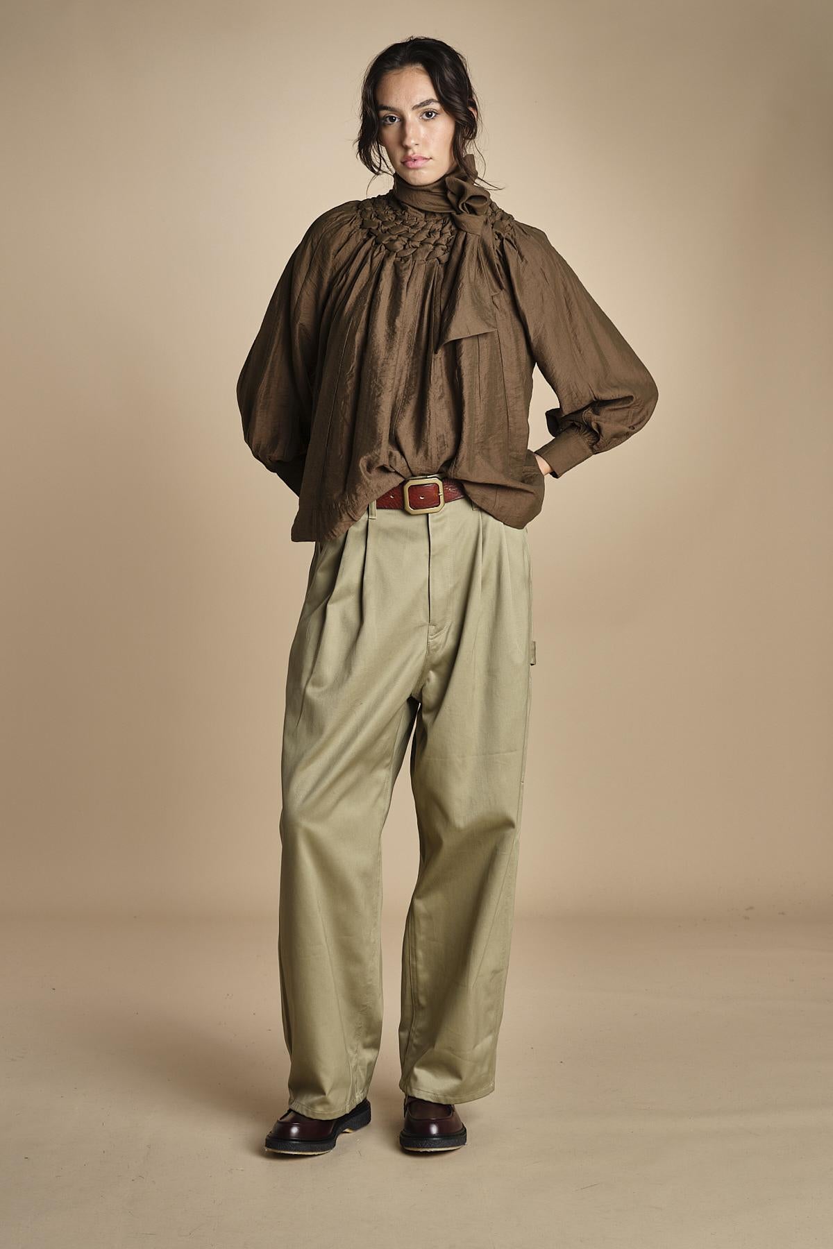 camicia con nastri intrecciati MARONA OLIVE GREEN scarlett poppies 