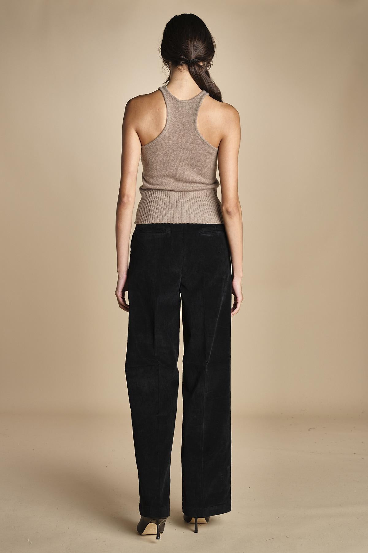 pantalone dritto in fustagno OLIMPIA BLACK true avenue 