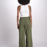pantalone pinces in cotone NANCY ESSELING GREEN true avenue 