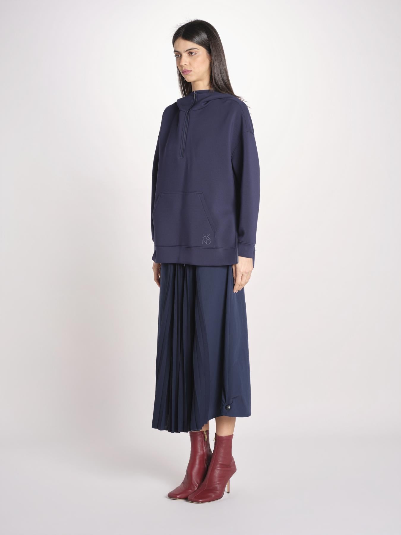 Felpa lunga con cappuccio e collo a cratere regolabile in jersey scuba RADURA 2615921011600 002 BLU weekend maxmara 