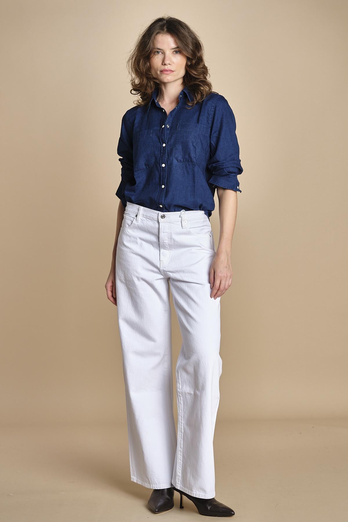 CHANDLER camicia denim con automatici BECE616 INDIGO hartford 