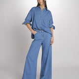 Camicia oversize in denim di puro cotone FOGGIA 2615111011600 002 BLU weekend maxmara 