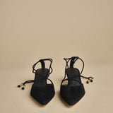 decolté in suede con lacci alla caviglia ODESSA 50 F887SDE BLK studio AMELIA 