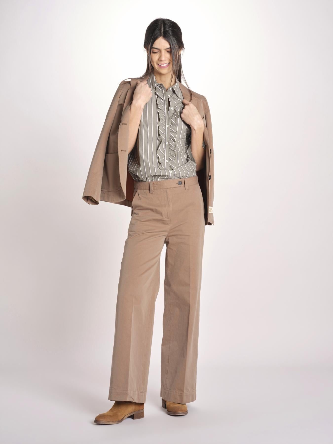 Camicia a righe con rouches P29D0GEMMA seaweed massimo alba 