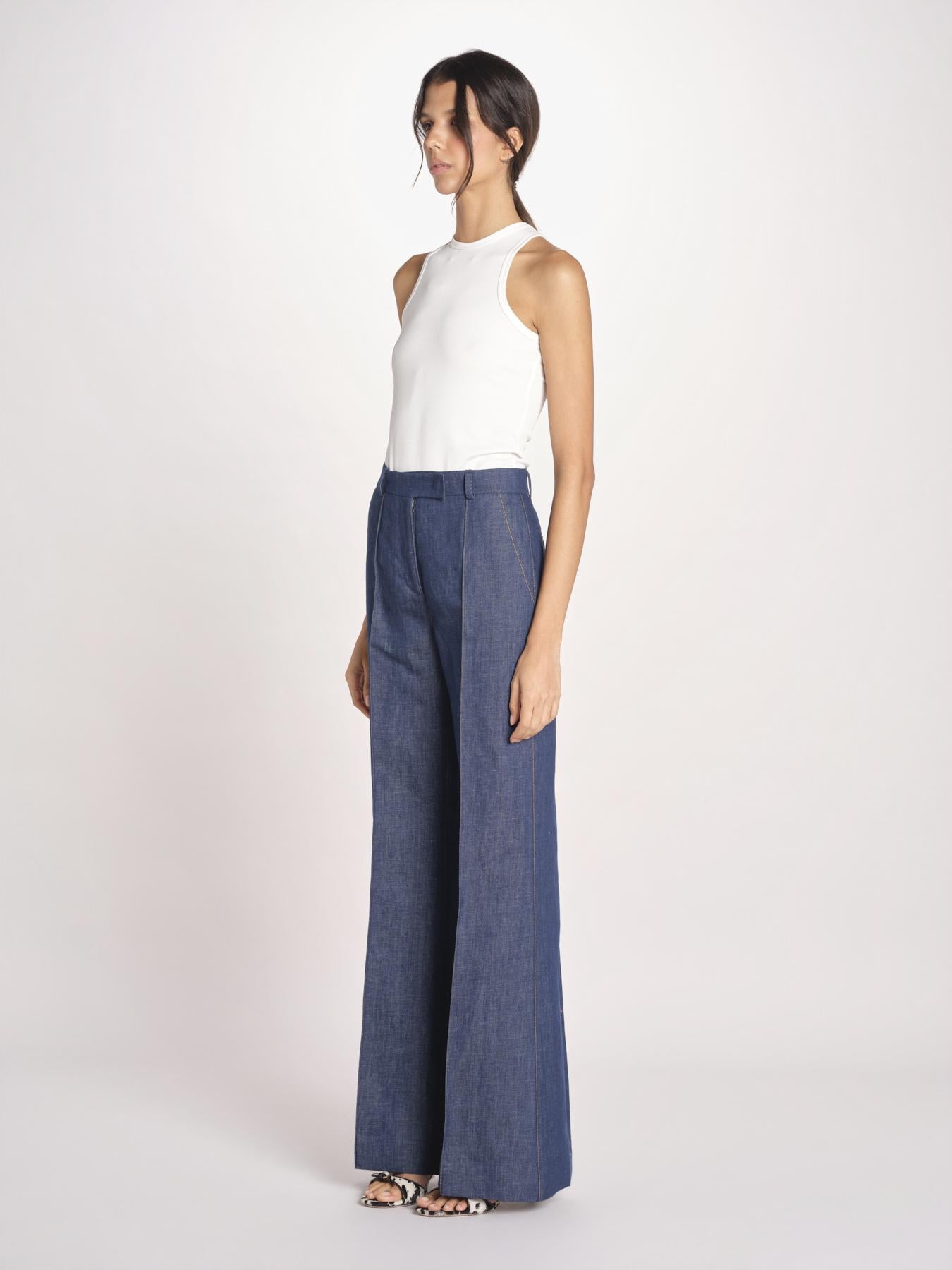 pantalone con nervature in denim OTTAVIA 673855 684 quelledue 