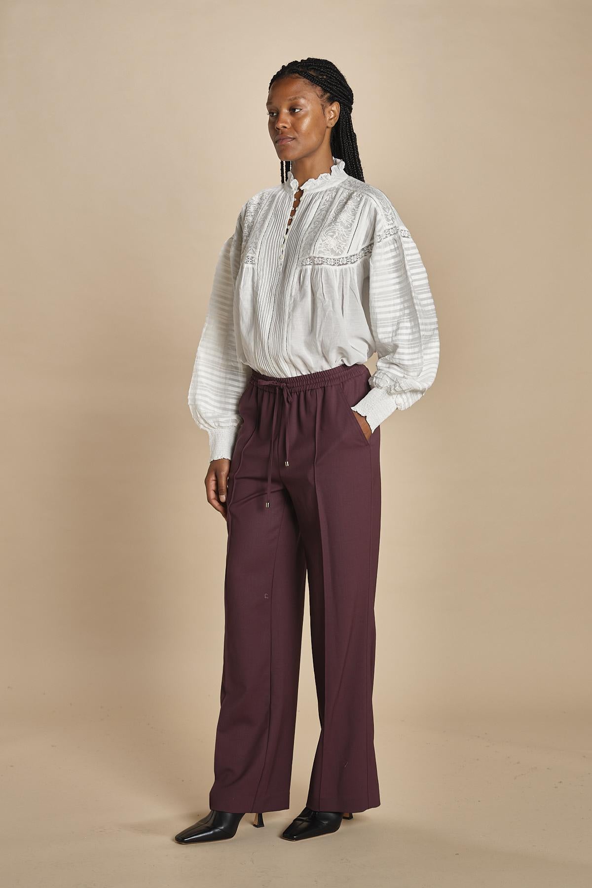 CLIFF pantalone con coulisse tela lana 5EVA01-V04013 BORDEAUX vanessa bruno 