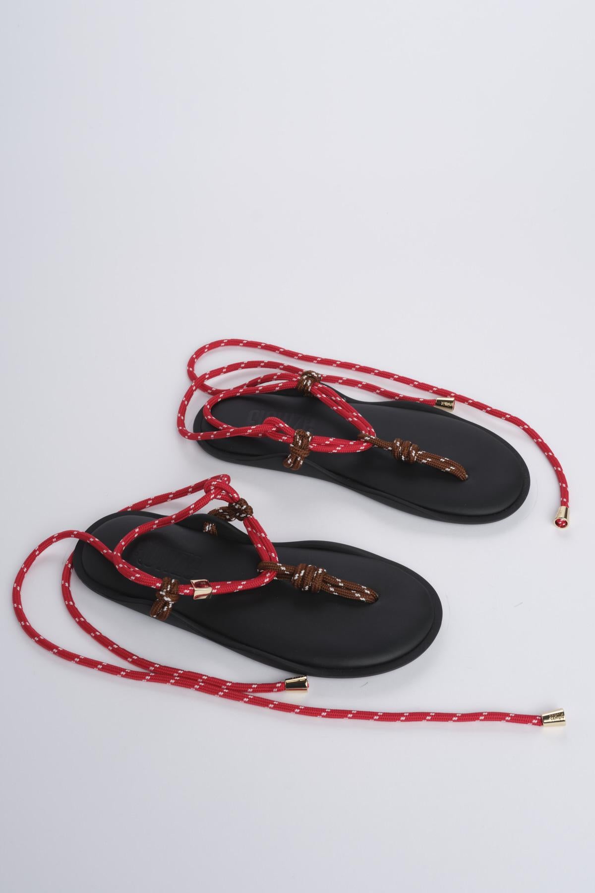 FLO' TWIN  sandalo infradito allacciato alla schiava FLÒ TWIN BROWN RED flòwze 