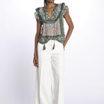 Top DEVI stampato con rouches 6499301 MULTI m.a.b.e. 
