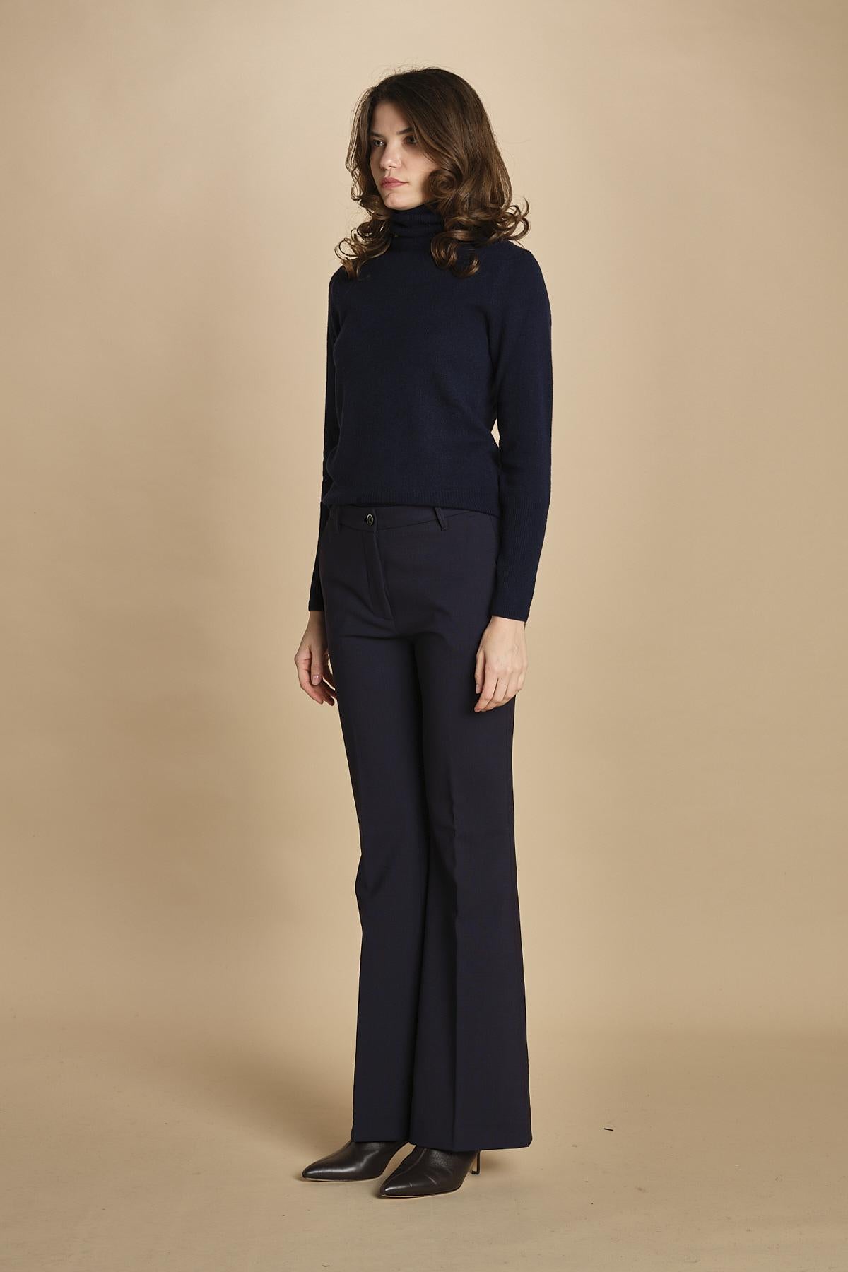 pantalone lungo a zampa. PAOLINA PL142 NAVY nine in the morning 