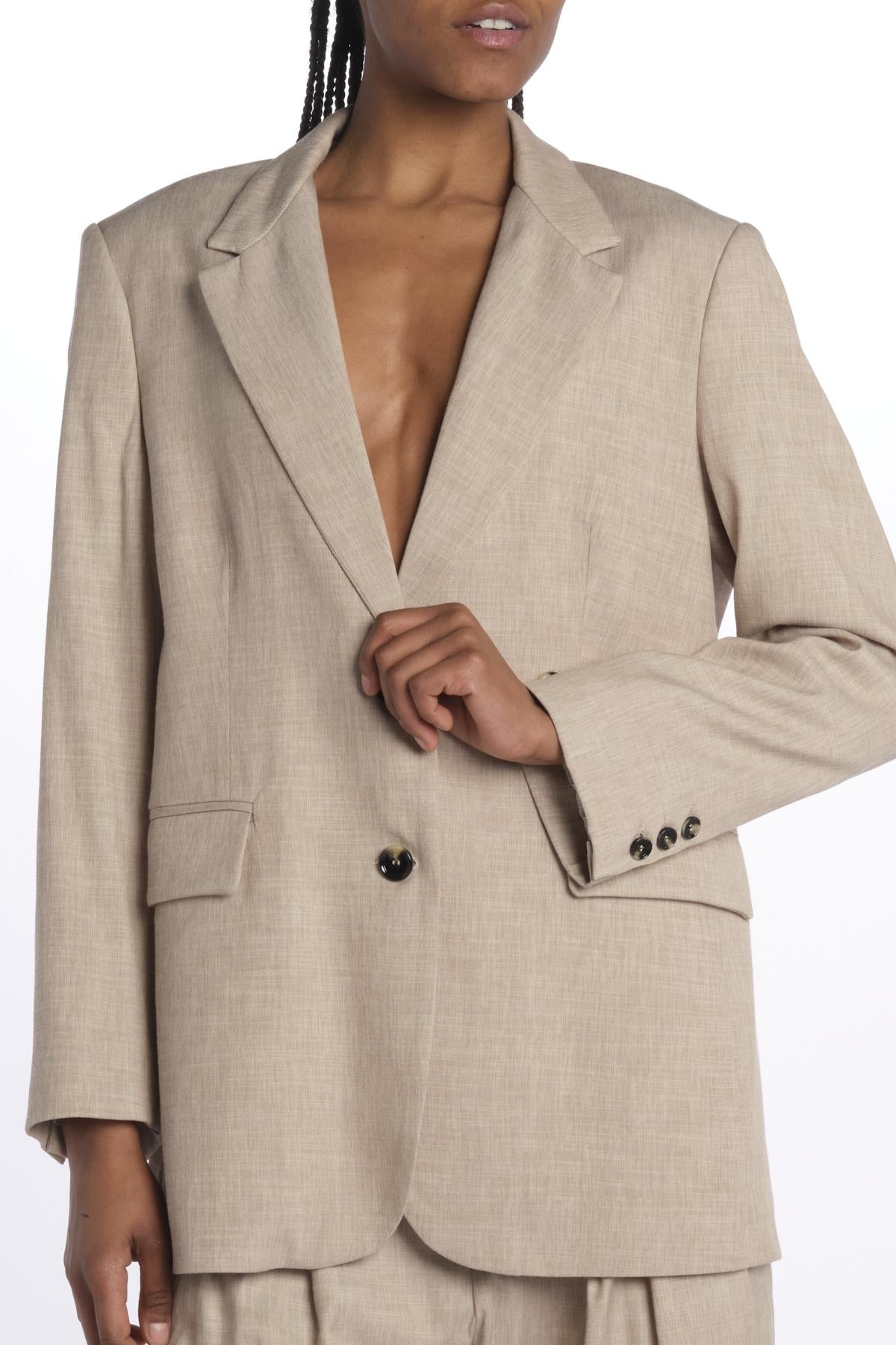 Giacca VALE doppio petto gessata VALE KHAKI true avenue 