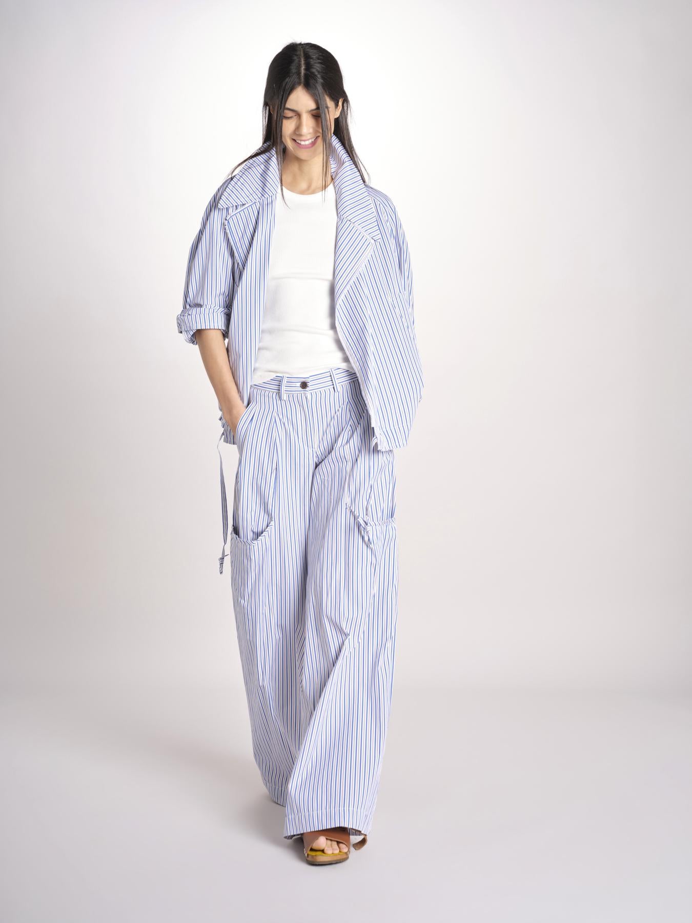 Bomber in popeline a righe BOMBER MJD556_ATEX93 BLUE WHITE STRIPES jejia 
