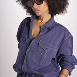 camicia uomo con impunture LOURO 1479 INDIGO studio nicholson 
