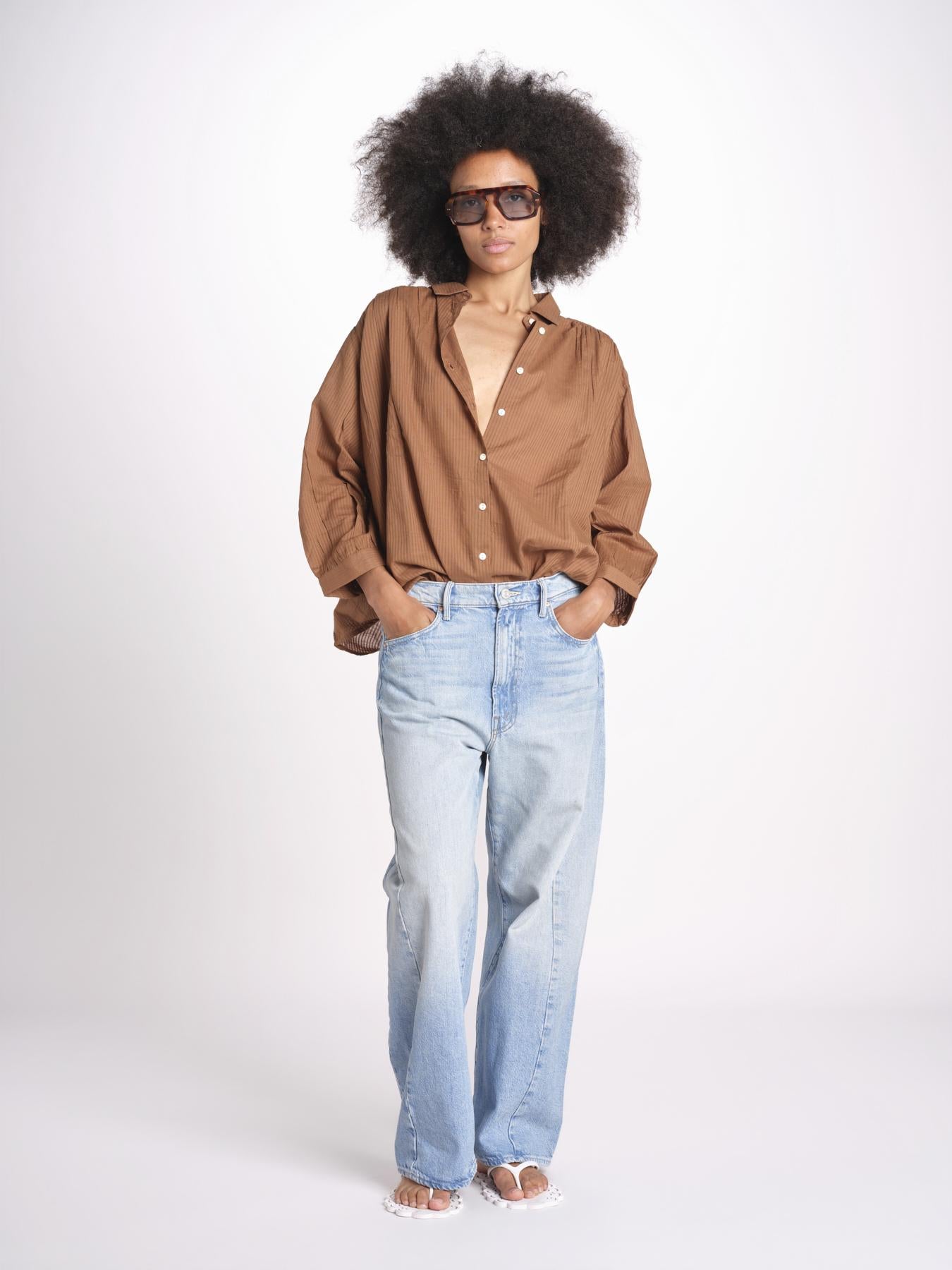 camicia righine over VT6406 BROWN zen ethic 