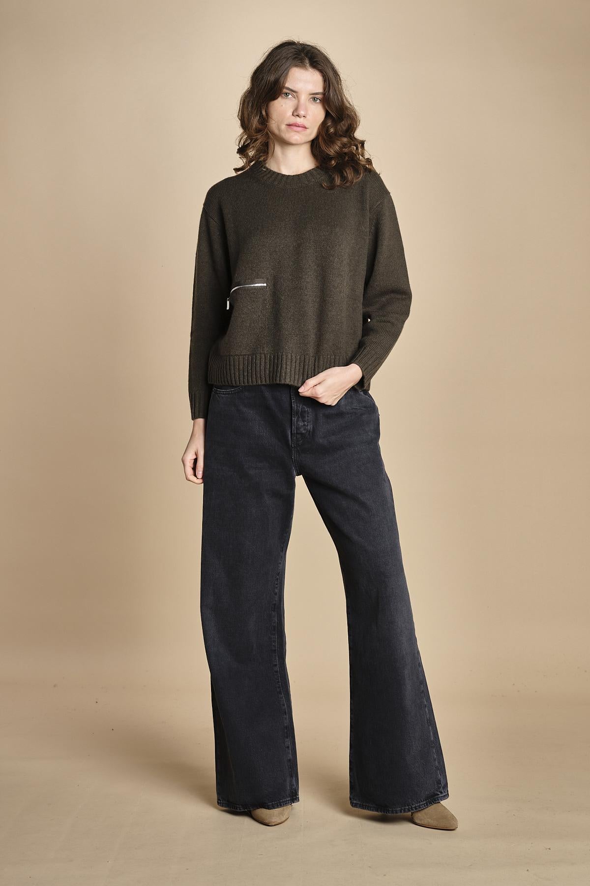 maglia girocollo con zip CESNIK KAKI ba&sh 