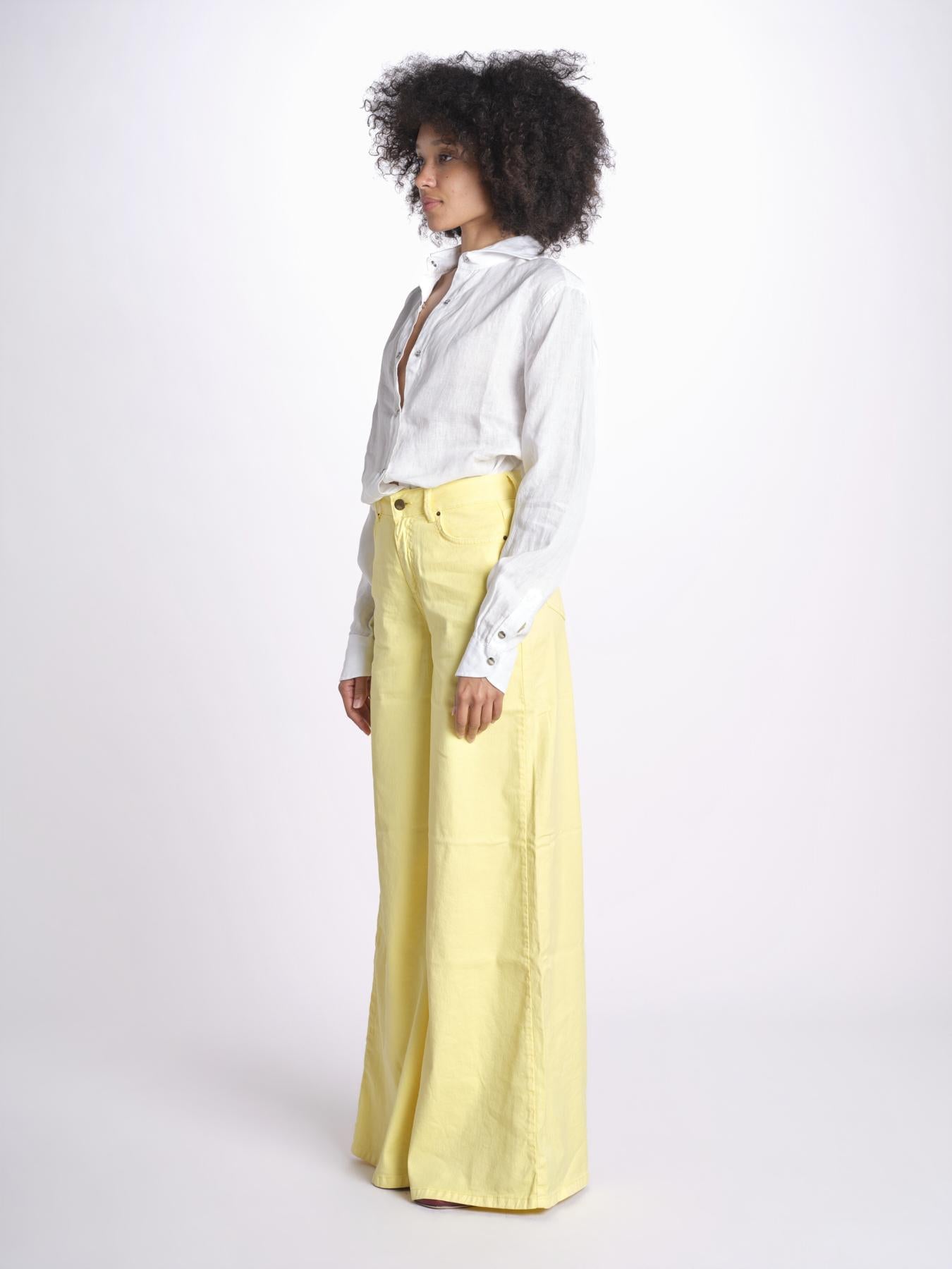 pantalone 4 tasche in misto lino SERENA XML01 196 BANANA ps don't forget me 