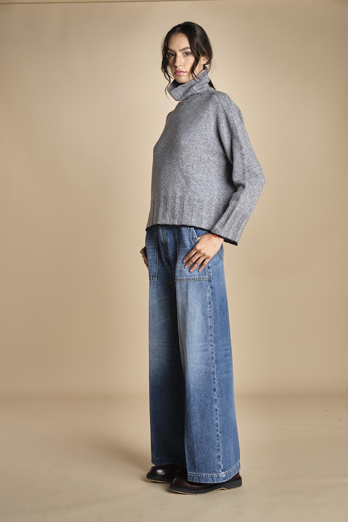 maglia dolcevita over SAMANTHA GRIGIO NERO tenne' 